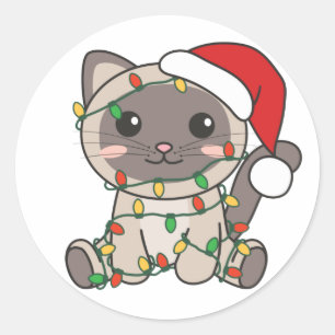 Cat Christmas Winter Animals Cats Classic Round St Sticker
