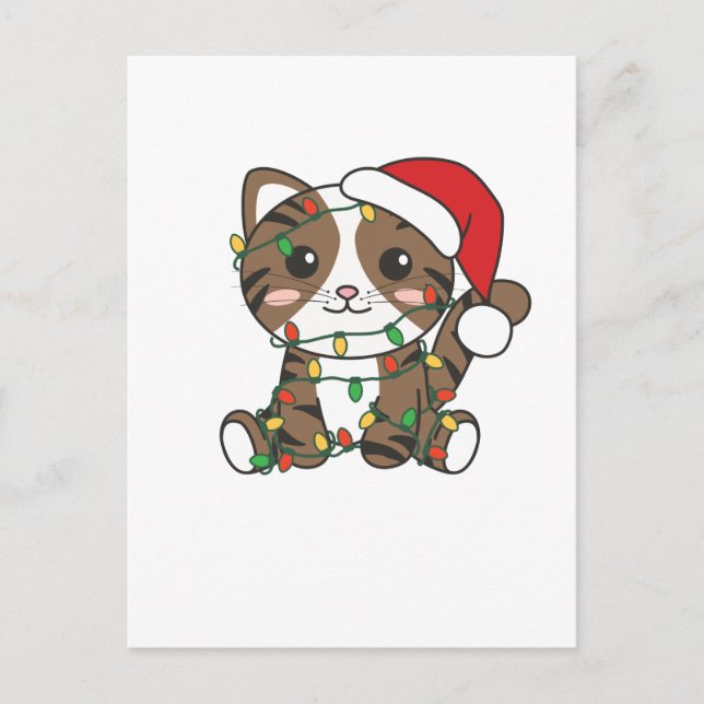Cat Christmas Winter Animals Cats Holiday Postcard (Front)