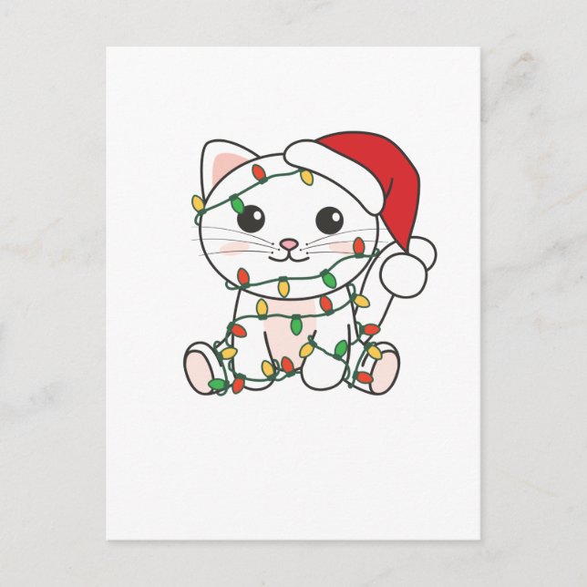 Cat Christmas Winter Animals Cats Holiday Postcard (Front)
