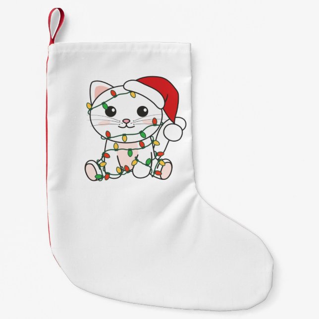 Cat Christmas Winter Animals Cats Small Christmas Stocking (Front)