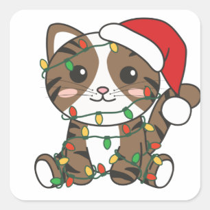 Cat Christmas Winter Animals Cats Square Sticker