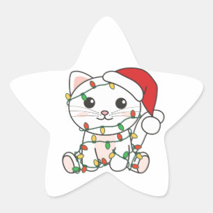 Cat Christmas Winter Animals Cats Star Sticker