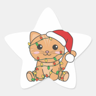 Cat Christmas Winter Animals Cats Star Sticker