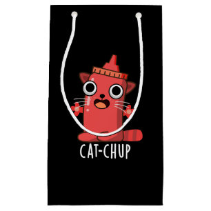 Cat-chup Funny Ketchup Pun Dark BG Small Gift Bag