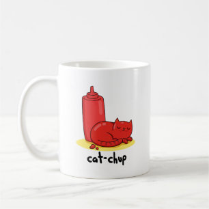 Cat-chup Funny Red Ketchup Cat Pun  Coffee Mug