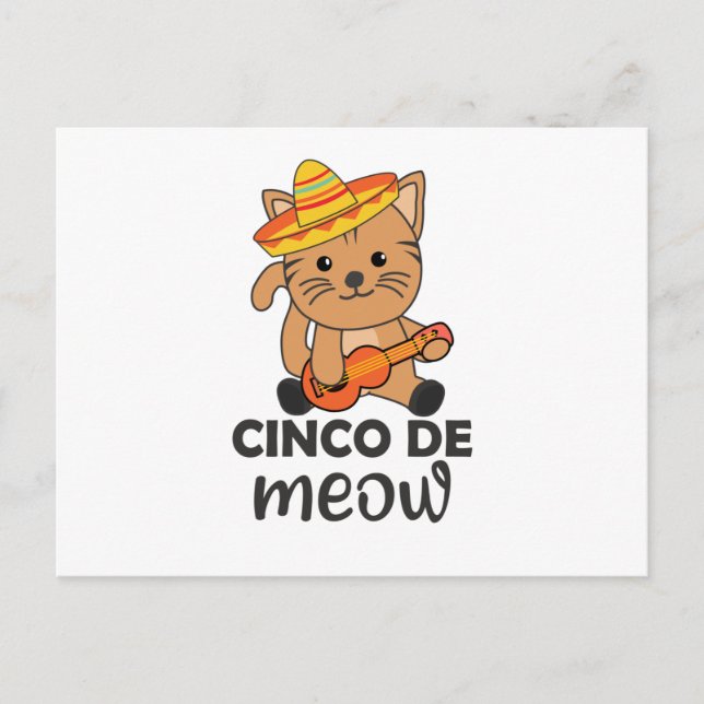 Cat Cinco De Meow Mexican Sombrero Cats Postcard (Front)