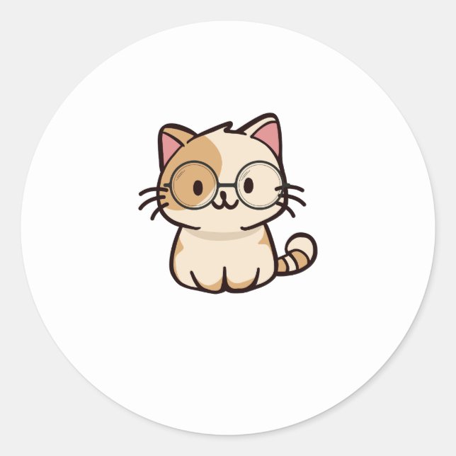 Cat  classic round sticker (Front)
