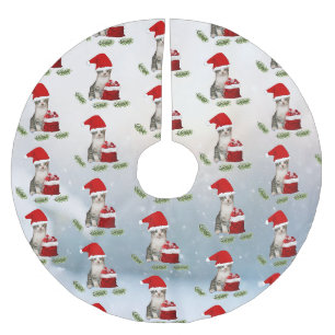 Cat Claus - Tito The Cat Delivers Gifts  Brushed Polyester Tree Skirt