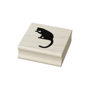 Cat Cleaning His Paws Craft and Art Stamp