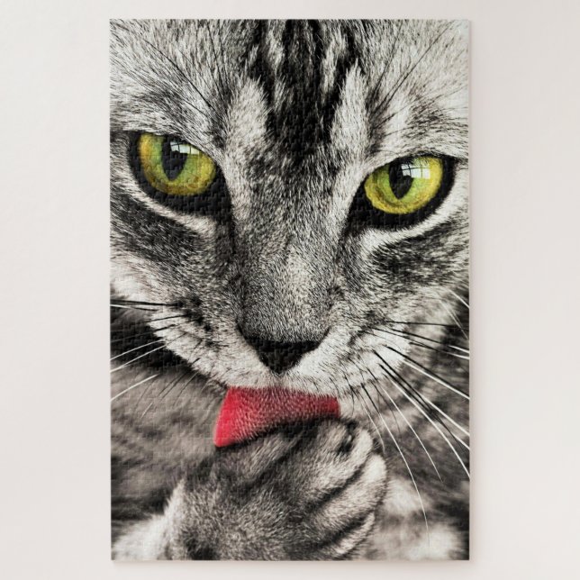 Cat Cleaning Jigsaw Puzzle (Vertical)