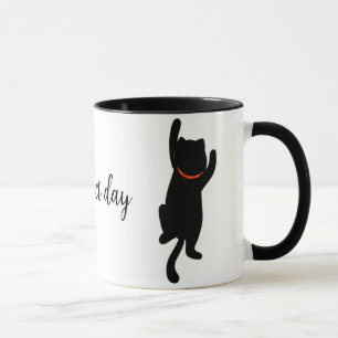 Cat Climbing With Text Mug