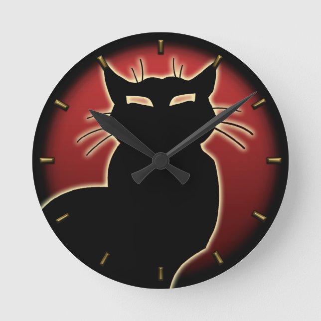 Cat Clock Cute Cat Lover Wall Clock Cat Decor (Front)