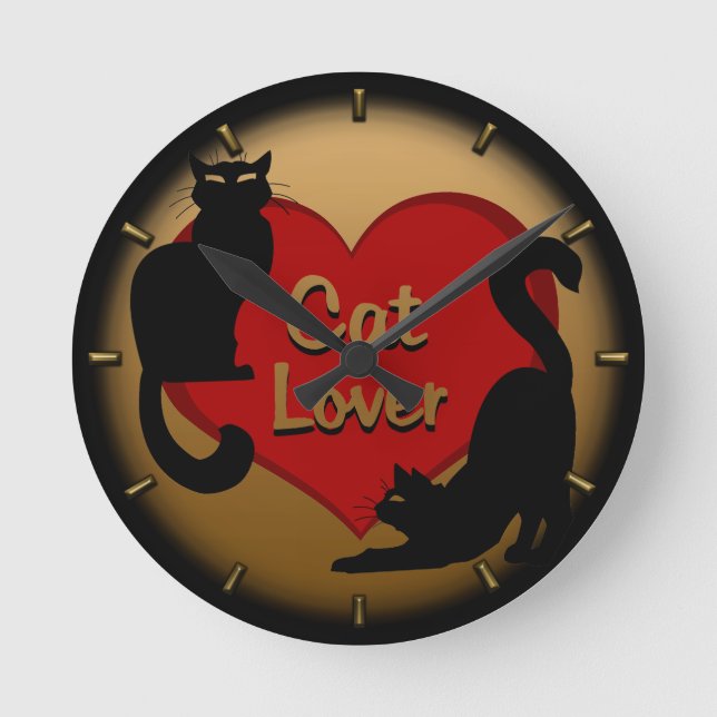 Cat Clock Cute Cat Lover Wall Clock Cat Decor (Front)