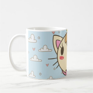 Cat cloud heart texture kitten coffee mug