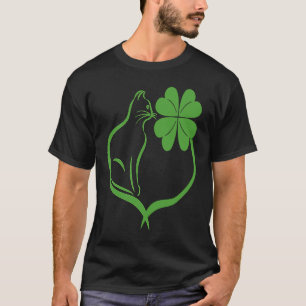 Cat Clover Silhouette Shamrock St Patricks Day Kit T-Shirt