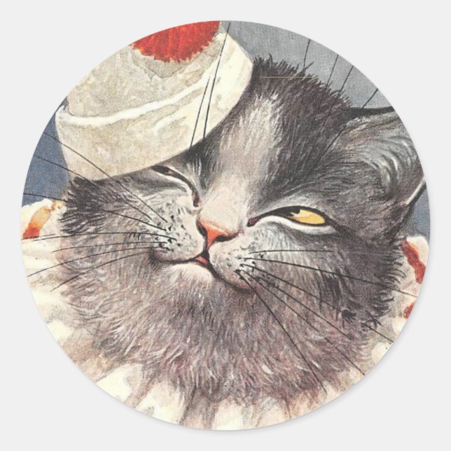 Cat Clown by Arthur Thiele Classic Round Sticker (Front)
