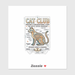 Cat Club Cat Anatomy Scientific Diagram Vintage Ve