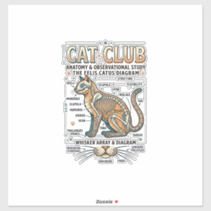 Cat Club Cat Anatomy Scientific Diagram Vintage Ve