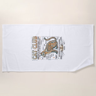 Cat Club Cat Anatomy Scientific Diagram Vintage Ve Beach Towel