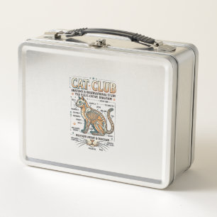 Cat Club Cat Anatomy Scientific Diagram Vintage Ve Metal Lunch Box