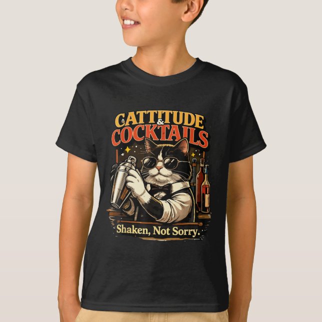 Cat Cocktail - Funny Bartender T-Shirt (Front)