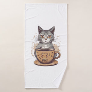 Cat Coffee Bath Towel