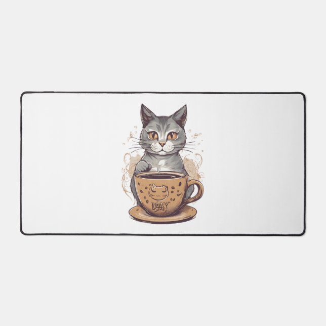 Cat Coffee   Desk Mat (Front)