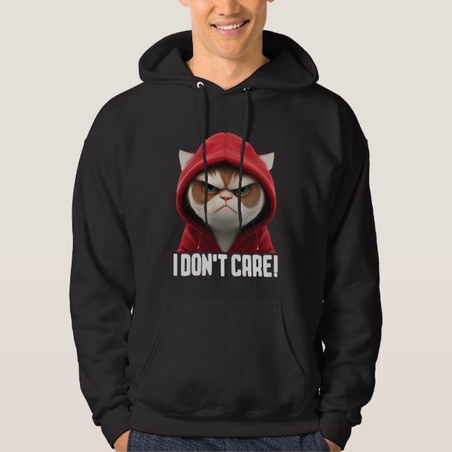 Cat Coffee I Cat I Don t Care  2 Hoodie (Front)