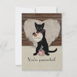 Cat Coffee Personalised Valentine Card