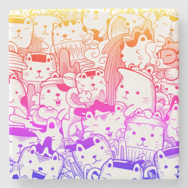 CAT COFFEE Stone Coaster (Front)