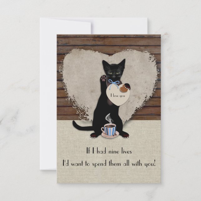 Cat Coffee Valentine Card (Front)