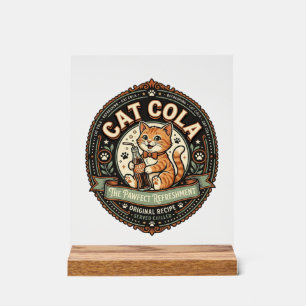 Cat Cola Cat Soda Pop Beverage Label Cat Vintage V Acrylic Sign