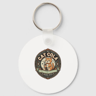 Cat Cola Cat Soda Pop Beverage Label Cat Vintage V Key Ring