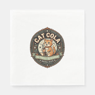 Cat Cola Cat Soda Pop Beverage Label Cat Vintage V Napkin