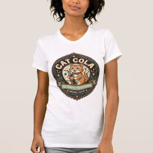 Cat Cola Cat Soda Pop Beverage Label Cat Vintage V T-Shirt