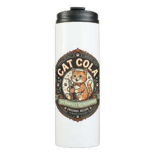 Cat Cola Cat Soda Pop Beverage Label Cat Vintage V Thermal Tumbler