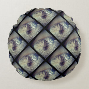 Cat Collage by Shirley Taylor Round Cushion