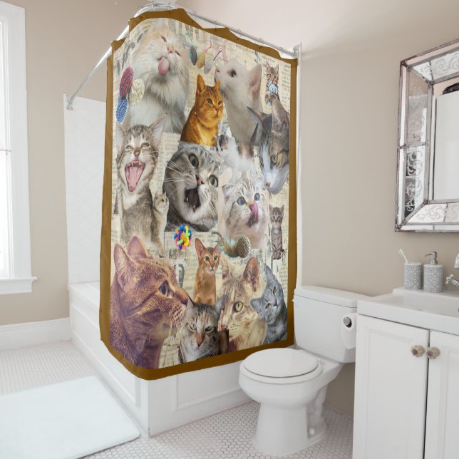 Cat Collage Shower Curtain (In Situ)