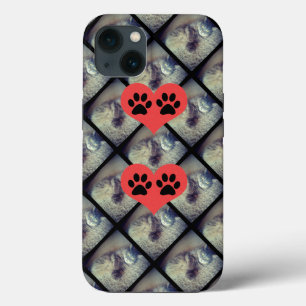 Cat Collage with Paw Prints by Shirley Taylor iPhone 13 Case