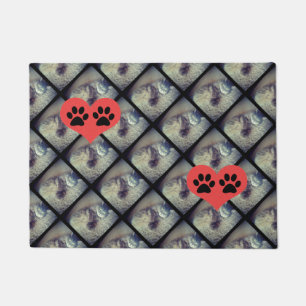 Cat Collage with PawPrints by Shirley Taylor Doormat