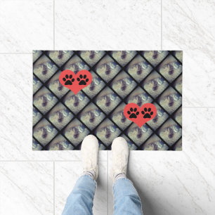 Cat Collage with PawPrints by Shirley Taylor Doormat