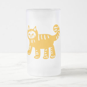 Cat Collection Frosted 16 oz Frosted Glass Mug. Beer Mug