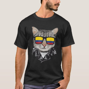 Cat Colombia Flag Sunglasses Cool Colombian Cat Me T-Shirt
