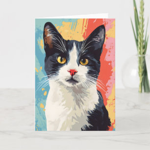 Cat Color Abstract Animal Holiday Card