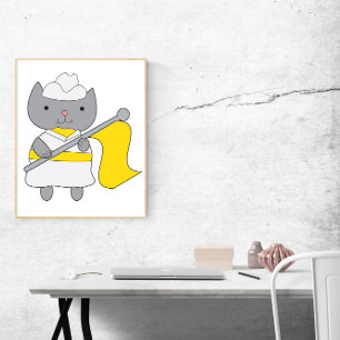 Cat Color Guard Yellow and White Poster