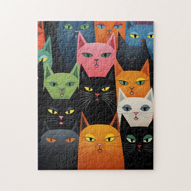 CAT COLORFUL CATS ART JIGSAW PUZZLE (Vertical)