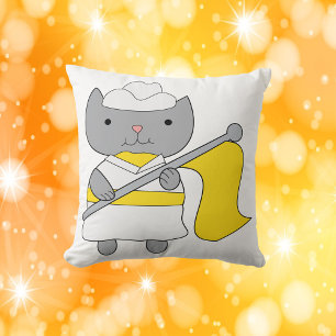 Cat Colour Guard Flag Team Yellow White Cushion