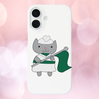Cat Colour Guard Green White iPhone 16 Case