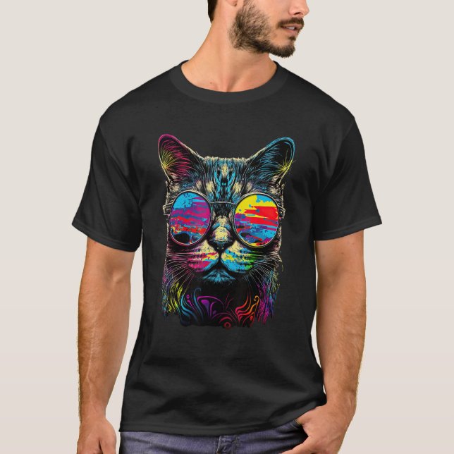Cat Colourful Cool Kitty Cat 3 T-Shirt (Front)