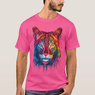 Cat Colourful Face Animal Art Motif Fox T-Shirt